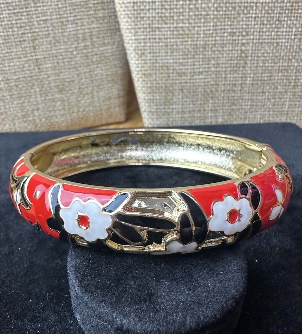 Sequin Nordstrom Multicolor Gold Tone Statement Enamel Bangle Bracelet # 288